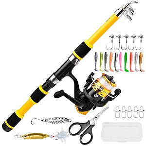 proberos fishing rod combo 18m telescopic set with reel for river use