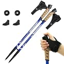 Proberos® 2 Pcs 53 Inch Trekking Poles Stick with Grab Straps, Telescopic Trekking Poles Right &amp;Left Hand Trekking Sticks, Anti-Slip Lightweight 260g Aluminum Alloy Hiking Sticks Design, Blue