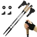 Proberos® 2 Pcs 53 Inch Trekking Poles Stick with Grab Straps, Telescopic Trekking Poles Right &amp;Left Hand Trekking Sticks, Anti-Slip Lightweight 260g Aluminum Alloy Hiking Sticks Design, Black