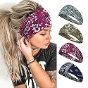 PROBEROS Wide Headband for Women, Boho Stretch Stay Put Hair Wrap Pack of 4