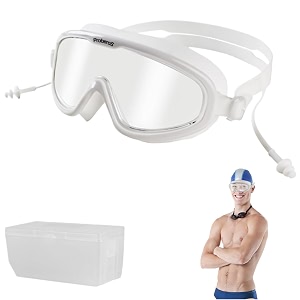 proberos swimming goggles anti-fog uv wide vision waterproof earplugs whit