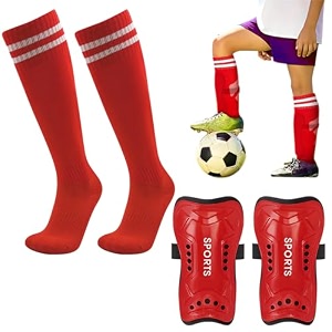 proberos shin guards 135 inches football socks for kids set red