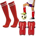 PROBEROS Shin Guards 13.5 Inches Football Socks for Kids Set, Red