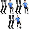 PROBEROS® Girls Nylon Sport Compression Sock Shin Guards Set 13.5 Inches Knee High 10-15 Years Old Sweat Absorption Long Socks for Soccer Basketball M Black 3PCS