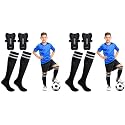 PROBEROS® Girls Nylon Sport Compression Sock Shin Guards Set 13.5 Inches Knee High 10-15 Years Old Sweat Absorption Long Socks for Soccer Basketball M Black 2PCS