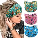 PROBEROS Hair Band, Soft Wide Sweat-Proof Sports Bandana, 3 Pack Butterfly
