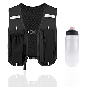 proberos hydration backpack running vest with 500ml water bladder outdoor quick dry mesh adjustable belt lightweight 3 pockets vest design night reflective for hiking biking running walking