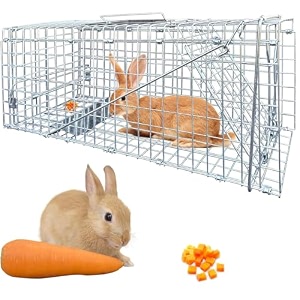 proberos live animal cage trap for cat rabbit one door 24x7x8 silver