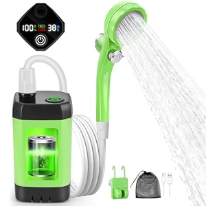 proberos portable shower for camping lcd temperature ipx7 waterproof