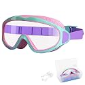 PROBEROS Kids Swim Goggles Big Frame Leakproof Anti Fog UV Shield Pink