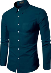 probex international men solid casual dark green shirt