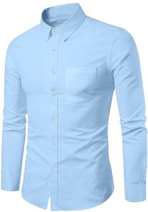 probex international men solid casual light blue shirt