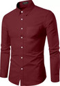 PROBEX INTERNATIONAL Men Solid Casual Maroon Shirt