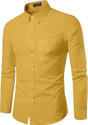 PROBEX INTERNATIONAL Men Solid Casual Yellow Shirt