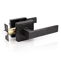 Probrico 1 Pack Heavy Duty Passage Door Lever for Closets and Hallway, Moden Square Keyless Door Handle Set with Oil Rubbed Bronze Finish, Non-Locking Interior Door Knobs