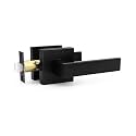 Probrico 1 Pack Passage Door Handle in Matte Black,Interior Closet Door Knobs for Hallway,Non-Locking Keyless Modern Door Lever Hardware,Reversible Left & Right Handed Door