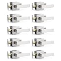 Probrico 10 Pack Square Door Lever Door Lock Handle Lockset Keyless Doorknobs Passage Knobs Lockset Interior Hallway Passage Closet in Satin Nickel