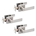 Probrico 3 Pack Square Door Lever Privacy Door Lock Handleset Keyless Lockset Door Knobs Storage Room Bathroom Set No Key in Satin Nickel
