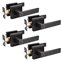 Probrico 4 Pack Privacy Door Handles,Heavy Duty Oil Rubbed Bronze Door Lever Hardware,Keyless Interior Door Knob Lockset for Bedroom Bathroom