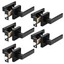 Probrico 5 Pack Passage Door Handle in Matte Black,Interior Closet Door Knobs for Hallway,Non-Locking Keyless Modern Door Lever Hardware,Reversible Left & Right Handed Door