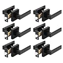 Probrico 6 Pack Passage Door Handle in Matte Black,Interior Closet Door Knobs for Hallway,Non-Locking Keyless Modern Door Lever Hardware,Reversible Left & Right Handed Door