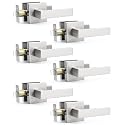 Probrico 6 Pack Square Door Lever Door Lock Handle Lockset Keyless Doorknobs Passage Knobs Lockset Interior Hallway Passage Closet in Satin Nickel