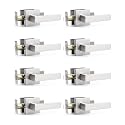 Probrico 8 Pack Passage Door Lock Hardware Door Lever Doorknobs Handle Hall/Closet Keyless Without Key Square Rose Satin Nickel Door Lever-DL01