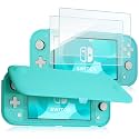 ProCase Flip Cover for Nintendo Switch Lite with 2 Pack Tempered Glass Screen Protectors, Slim Protective Case with Magnetically Detachable Front Cover for Nintendo Switch Lite 2019 -Turquoise.