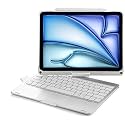 ProElite 360 Degree Rotatable Wireless Bluetooth TouchPad Keyboard Case Cover for Apple iPad Air 13 inch M4/M3/M2 2026/2025/2024 &amp; iPad Pro 12.9 5th/6th Gen, Built-in 7-Colors Backlit, Silver