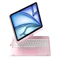 ProElite 360 Degree Rotatable Wireless Bluetooth TouchPad Keyboard Case Cover for Apple iPad Air 13 inch M4/M3/M2 2026/2025/2024 & iPad Pro 12.9 5th/6th Gen, Built-in 7-Colors Backlit, Rose Gold
