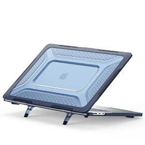 proelite case for macbook air 15 2023 2024 2025 release m5m4m3 a3114 m2 a2941 with liquid retina display amp touch id heavy duty honeycomb hard shell with slim tpu bumper amp fold kickstand dark blue