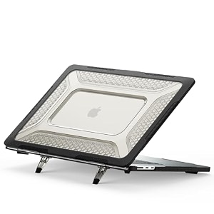 proelite case for macbook air 15 2023 2024 2025 release m5m4m3 a3114 m2 a2941 with liquid retina display amp touch idheavy duty honeycomb hard shell with slim tpu bumper amp fold kickstand black