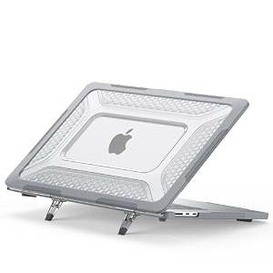 proelite case for macbook air 15 2023 2024 2025 release m5m4m3 a3114 m2 a2941 with liquid retina display amp touch idheavy duty honeycomb hard shell with slim tpu bumper amp fold kickstand grey