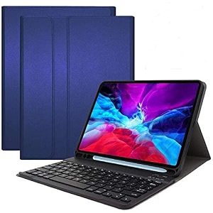 proelite detachable wireless bluetooth keyboard flip case cover for samsung galaxy tab s6 lite 104 inch 2024 sm-p610p615 with s pen holder dark blue