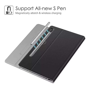 proelite detachable wireless bluetooth keyboard flip case cover for samsung galaxy tab s9 fes10 fe 109 ich s8s7 1134 sm-x700x706t870t875 navy blue