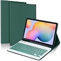 ProElite Detachable Wireless Bluetooth Keyboard flip case Cover for Samsung Galaxy tab S6 Lite 10.4 Inch 2024 SM-P610/P615 with S Pen Holder, Dark Green
