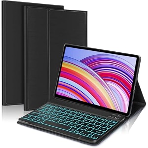 proelite keyboard case for redmi pad pro 121 inch magnetic detachable wireless bluetooth keyboard built-in 7-colors backlit black
