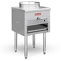 Professional 18" Commercial Wok Range with 13″ Ring 95000 BTU Natural Gas Powered Burner, Heavy-Duty Stainless Steel for Chinese Restaurant & Stir Fry Cooking - Energy Efficient, Easy Clean