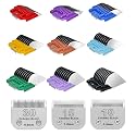 Professional Animal Stainless Steel Attachment 9 Color Guide Comb Set with Size #10/15/30 Detachable Dog Grooming Blade,Compatible with Andis, Oster A5, Wahl KM10 Series Clipper