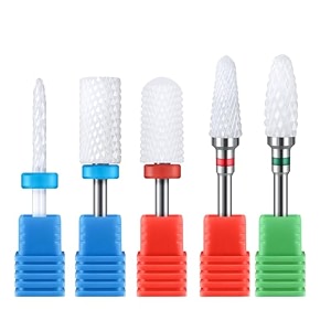 professional ceramic nail drill bits set - acrylic nail file drill bit machine 332 inch for manicure pedicure cuticle gel nail polishing 5pcs