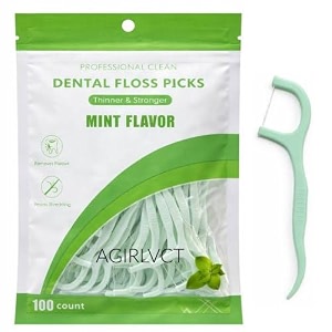 professional clean floss picks - extra strong shred-resistant floss easy grip handle - dental flossers for adults 100 mint