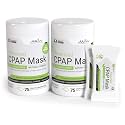Professional CPAP Mask Cleaning Wipes - Advanced Odor Control Formula, 75 ct 2pk Canister Plus 10 Travel CPAP Wipes, (160 Total)