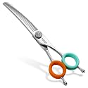 Professional Curved Natural Thinner Dog Grooming Scissors 7'' Curved Comb Thinning Shears for Dogs Pet 51 Teeth Japan VG10 Sharp and Durable