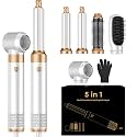 Blow Dryer Brush Set 5 in 1, Hot Air Styler Negative Ionic Low-Temp Hair Care Air Curling Wrap, Round Brush Dryer & Curling Iron for Dry Volumize Straight Curl, 100-120V