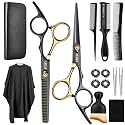 Professional Hairdressing Scissors, Stainless Steel Hair Scissors Set with Barber Cape and Comb, Hair Scissors with Clip and Storage Bag for Home, Eluqueria, Hair Cutting Scissors Set for Men and