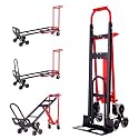 Professional Heavy Duty 1000LBS Stair Climbing Dolly, 4-in-1 Convertible Hand Truck, Upgraded Foldable Utility Moving Cart with Solid Wheels for Warehouse, Office & Home (Red)