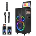 Professional Karaoke Machine with Lyrics Display Screen for Adults, Portable Bluetooth Karaoke PA Speaker System with 2 UHF Wireless Microphones Built in 14.1" Touch Tablet & WiFi, by Vangoa