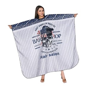 professional printed unisex hair cutting apron hair dressing gown cape customer apron for salon use men and women white and blue pack of 1