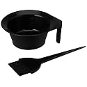 Professional Salon Hair Coloring Bowl with Brush, Hair Dyeing Kit, Bleaching Tool, Black, 1 Bowl and 1 Brush Set