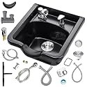 Professional Shampoo Bowl for Salons, Black ABS Plastic Shampoo Sink with Faucet for Hair Salons, Barber Stores, Beauty Salons and Home Use